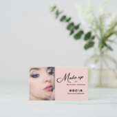 Carte de visite de maquillage écriture rose blush (Debout devant)