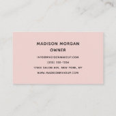 Carte de visite de maquillage écriture rose blush (Dos)