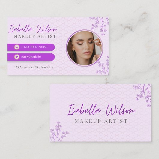 Carte de visite de maquillage élégant (Devant / Derrière)