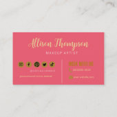 Carte de visite de maquillage élégant en or rose (Dos)