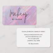 Carte de visite de maquillage holographique rose (Devant / Derrière)