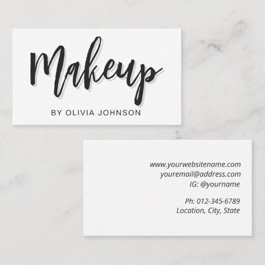 Carte de visite de maquillage moderne à script chi (Devant / Derrière)