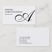 Carte de visite de maquillage noir blanc monogramm (Devant / Derrière)