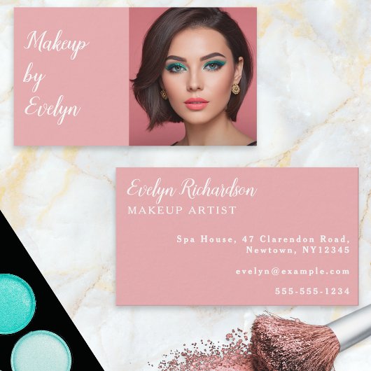 Carte de visite de maquillage photo de script blan