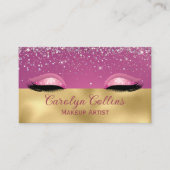 Carte de visite de maquillage rose et or chic (Devant)