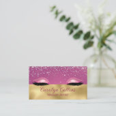 Carte de visite de maquillage rose et or chic (Debout devant)