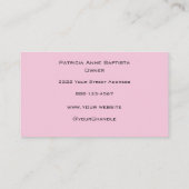 Carte de visite de maquillage rose pâle écriture n (Dos)