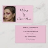 Carte de visite de maquillage rose pâle écriture n (Devant / Derrière)