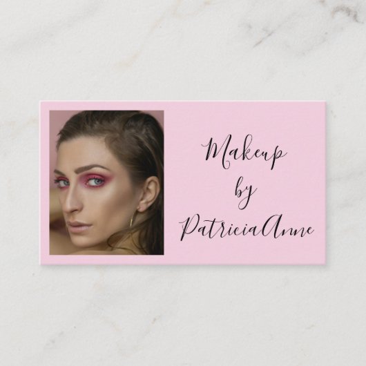 Carte de visite de maquillage rose pâle écriture n (Devant)