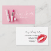 Carte de visite de maquillage rose Pastel (Devant / Derrière)