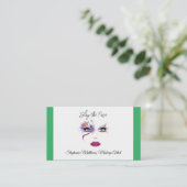 Carte de visite de maquillage vert Pastel (Debout devant)
