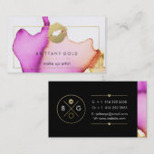 Carte de visite de maquilleur - aquarelle chic (Devant / Derrière)