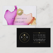 Carte de visite de maquilleur - aquarelle chic (Devant / Derrière)