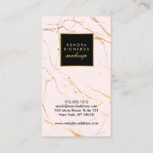 Carte De Visite de maquilleur effet marbre rose et doré (Dos)