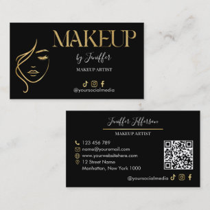 Carte de visite de maquilleur Luxe Noir & Or