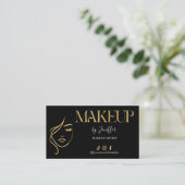 Carte de visite de maquilleur Luxe Noir & Or (Debout devant)