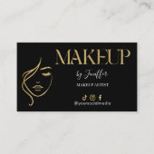Carte de visite de maquilleur Luxe Noir & Or (Devant)