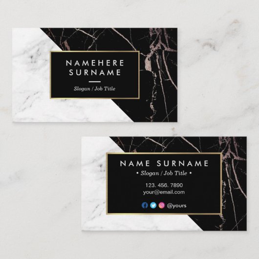 Carte de visite de marbre blanc moderne de (Devant / Derrière)