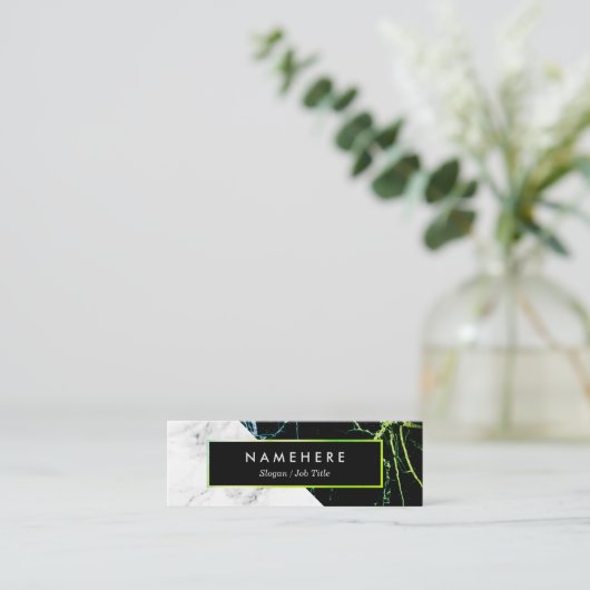 Carte de visite de marbre blanc moderne d'or vert (Debout devant)