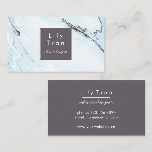 Carte de visite de marbre d'aquarelle de bleu de (Devant / Derrière)
