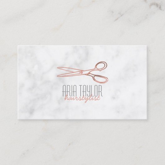 Carte de visite de marbre de ciseaux de RoseGold (Devant)