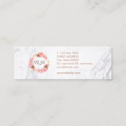 Carte de visite de marbre de Flourish d'aquarelle (Dos)