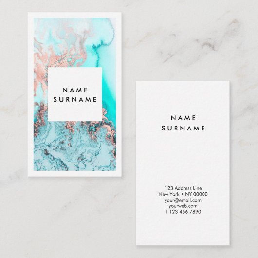 Carte de visite de marbre de verticale d'aquarelle (Devant / Derrière)