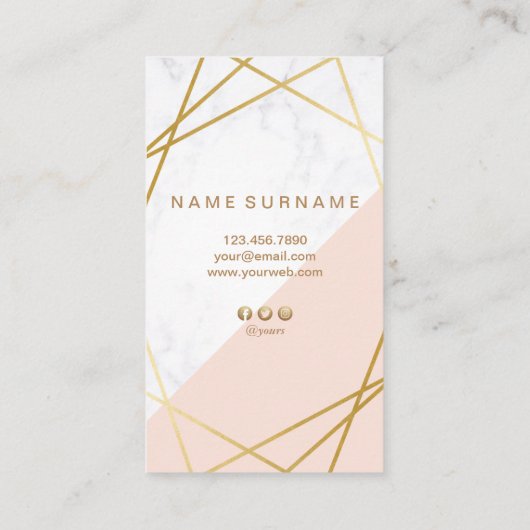 Carte de visite de marbre géométrique de verticale (Dos)