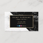 Carte de visite de marbre noir et blanc moderne (Dos)