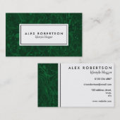 Carte de visite de marbre vert-foncé de malachite (Devant / Derrière)