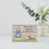 Carte de visite de marche avec robot et chien (Debout devant)