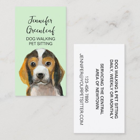 Carte de visite de marche de chien (Devant / Derrière)