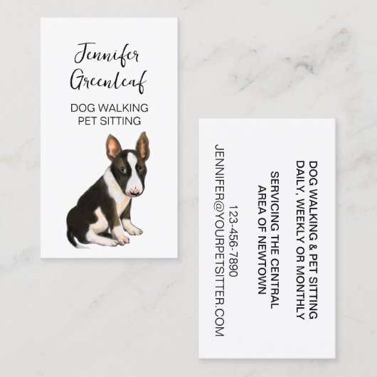 Carte de visite de marche de chien (Devant / Derrière)