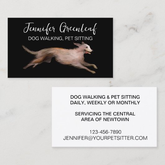 Carte de visite de marche de chien (Devant / Derrière)