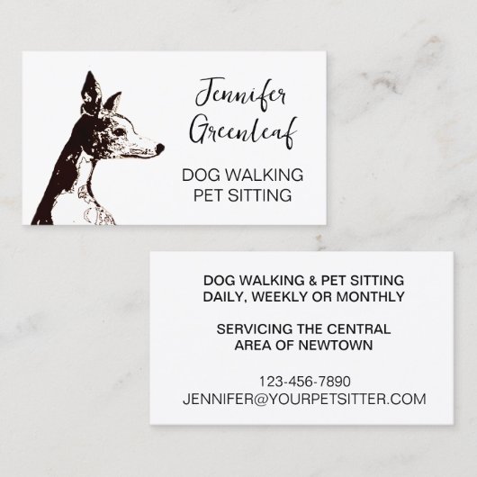 Carte de visite de marche de chien (Devant / Derrière)