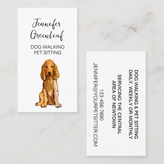 Carte de visite de marche de chien (Devant / Derrière)