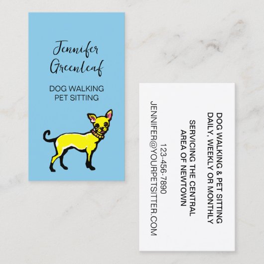 Carte de visite de marche de chien (Devant / Derrière)