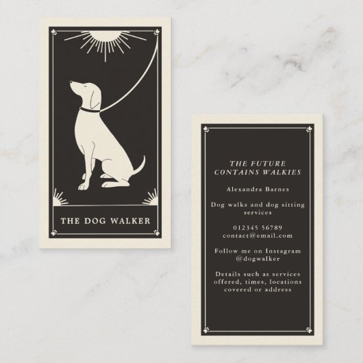 Carte de visite de marche pour chiens de course Bo (Devant / Derrière)