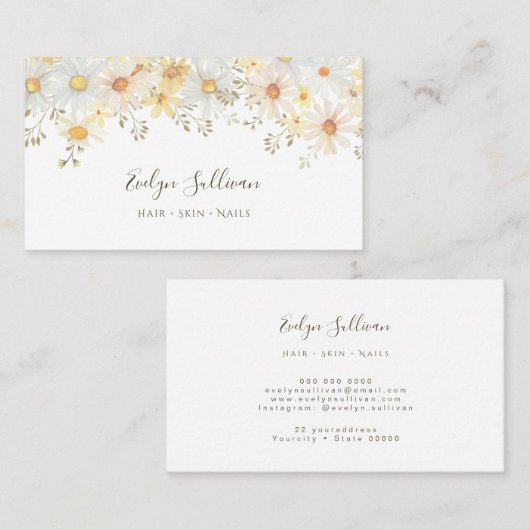 Carte de visite de marguerites délicates (Devant / Derrière)