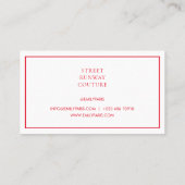 Carte de visite de marque Chic Red Beauty Influenc (Dos)