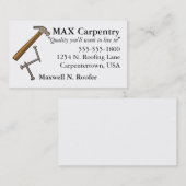 Carte de visite de marteau et de clous (Devant / Derrière)