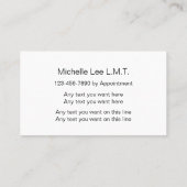 Carte de visite de massage classique (Dos)