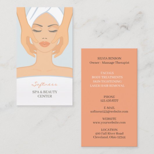 Carte de visite de massage de beauté spa (Devant / Derrière)