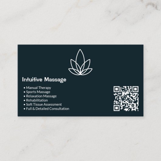 Carte de visite de massage noir et blanc élégant (Devant)