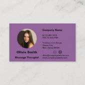 Carte de visite de massage tendance blanc et viole (Dos)