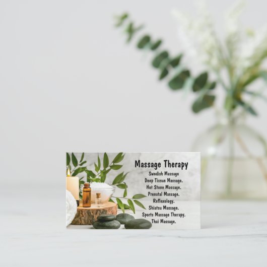 carte de visite de "massothérapeute" (Debout devant)