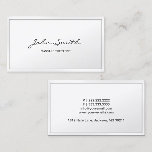 Carte de visite de massothérapeute de la frontière (Devant / Derrière)