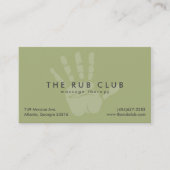 Carte de visite de massothérapie à empreinte verte (Devant)