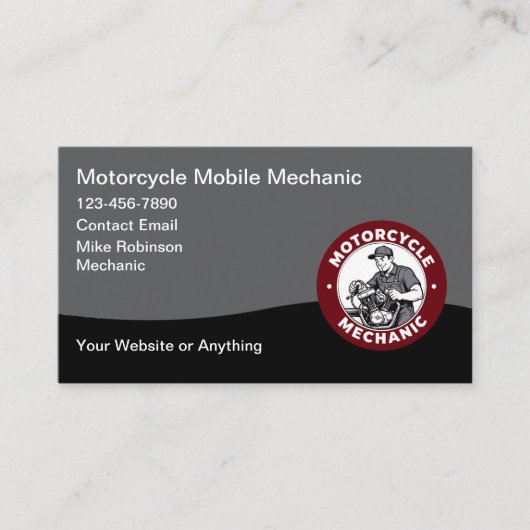 Carte de visite de mécanicien moto mobile (Devant)