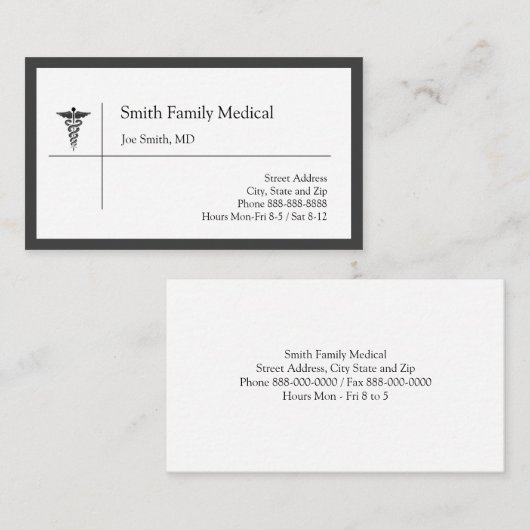 Carte de visite de médecin (Devant / Derrière)